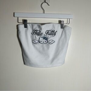 Forever 21 Hello Kitty Embroidered Plush Cropped Tube Top White M